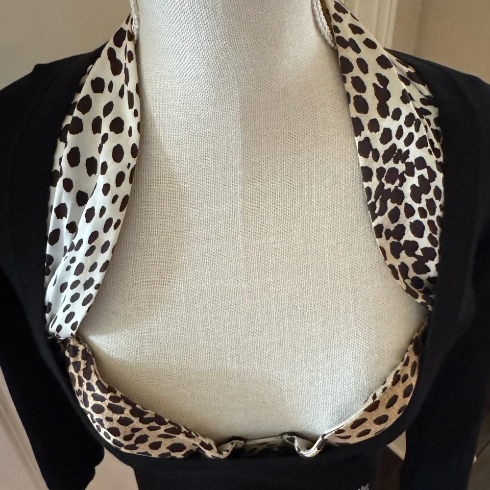 Roberto Cavalli Black Top with Animal Print Bra Top - Picture 2 of 11